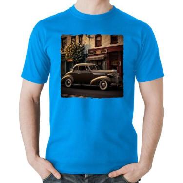 Imagem de Camiseta Algodão Carro antigo na cidade - Foca na Moda, Azul, GGG