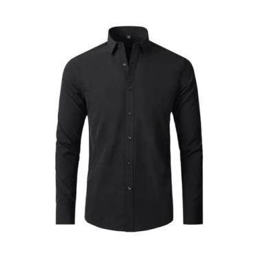 Imagem de Camisa Masculina Slim Fit Manga Longa Branca 6XL - Primavera/Outono, 4