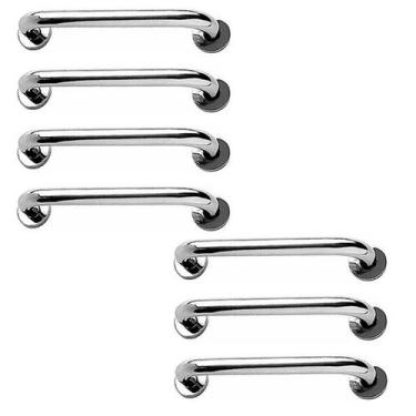 Imagem de Barra de Apoio 40cm Alça Aço Inox Kit 7 Unidades Idoso Criança Gestant