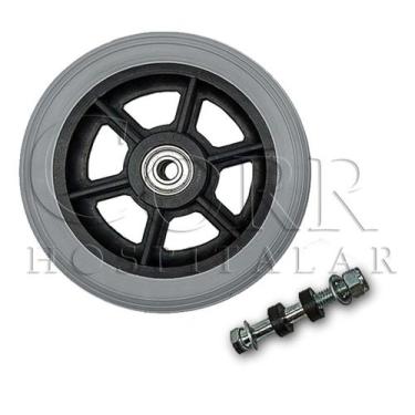 Imagem de Roda Rodinha Dianteira Aro 5 Maciça Cinza Para Cadeira De Rodas UN Pro