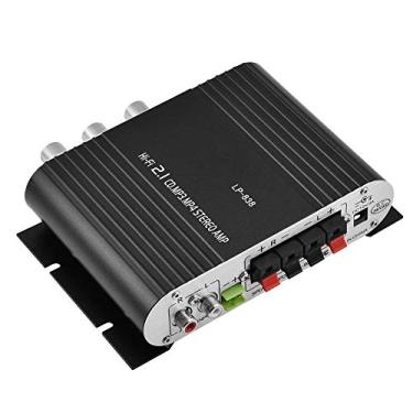 Imagem de Amplificador de áudio estéreo, mini HiFi 2.1 estéreo baixo carro amplificador de potência de áudio doméstico, amplificador digital profissional para uso em sua operadora ou em casa (preto)