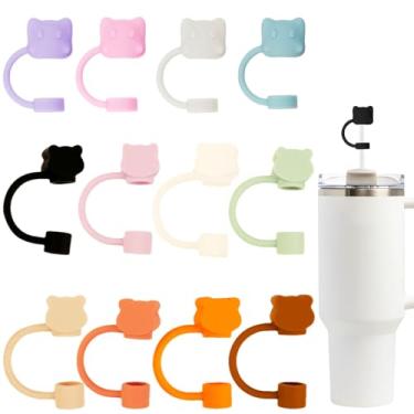 Imagem de SCRMROIA Toppers de palha 3D, capas de palha de silicone macio, adequado para canudo de 10 mm, compatível com Stanley Cup 30 e 1,134 g, protetores de palha à prova de vazamento de poeira acessórios