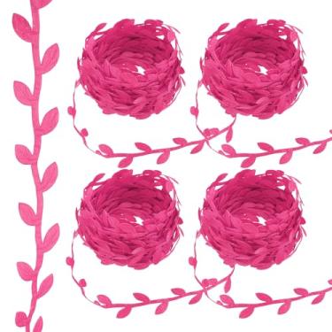 Imagem de PATIKIL Fita de folha vermelha rosa de 44 metros, corda de acabamento de folhas, cordão de folhas artificiais para fazer guirlandas de Natal, decoração de casamento, estilo 8