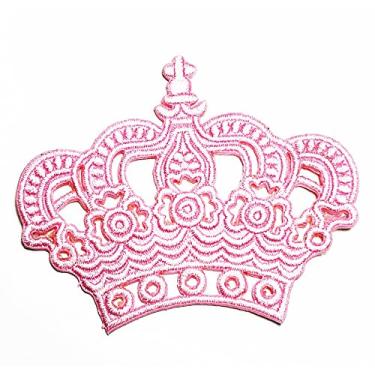 Imagem de HHO CARTOON PATCH Coroa rosa rei imperial bordado faça você mesmo, aplique fofo costurar ferro em artesanato infantil para bolsas, jaquetas, jeans, roupas