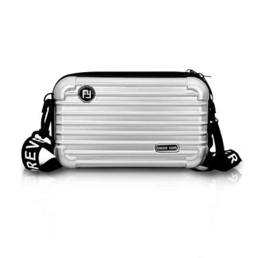 Imagem de WisePoint Mini mala transversal, mini bolsa de plástico para mala de viagem bolsa de viagem elegante bolsa cosmética com 2 alças, Prata, Bonito