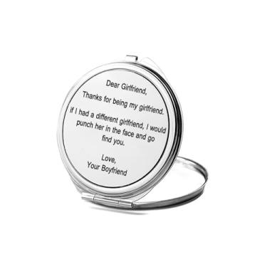 Imagem de Espelho compacto Dear Girlfriend, presente de namorada, espelho fotográfico obrigado por ser minha namorada, espelho de maquiagem de viagem pequeno espelho portátil, espelho de bolso portátil, ideia