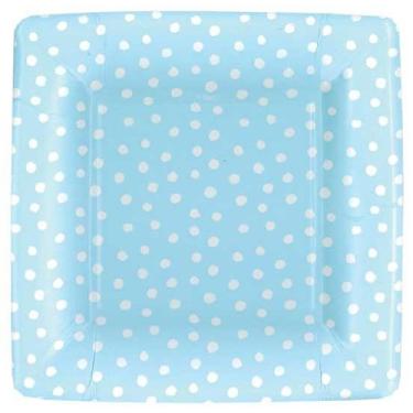 Imagem de Pratos de salada de papel quadrados com pontos pequenos da Entertaining with Caspari, 16 unidades, azul