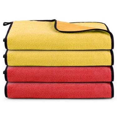 Imagem de Kit 04 Panos Flanela E Microfibra Dupla Face Toalha Para Limpeza Em Ge