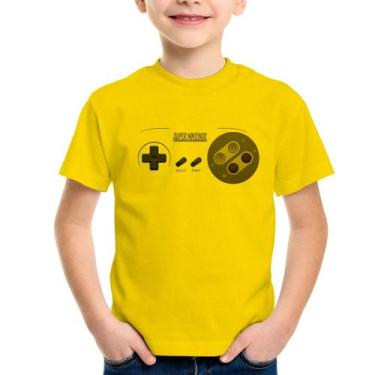 Imagem de Camiseta Infantil Super Nintendo SNES Gamepad - Foca na Moda, Amarelo,