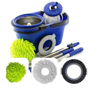 Imagem de Esfregão Perfect Flash Mop Giratório Inox 360 Balde Grande 14l Com 4 R