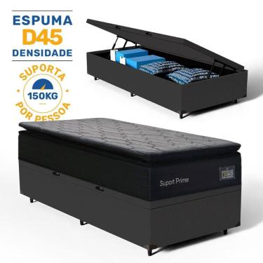 Imagem de Cama Box Baú com Colchão de Espuma D45 Pillow Top Suport Prime Solteiro 88cm