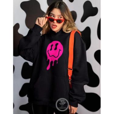 Imagem de Moletom Feminino Estampado Smiley Blusao Linha Premium Personalizado B