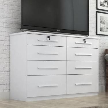 Imagem de Cômoda Monique Com Chave 8 Gavetas Quarta Divisão Branco