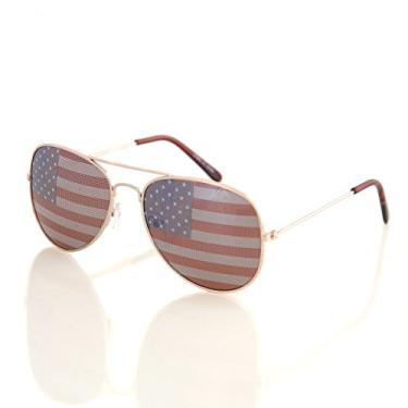 Imagem de Óculos de sol Shaderz Aviator Bandeira Americana dos EUA – Ótimo acessório para 4 de julho, Dourado, Adult