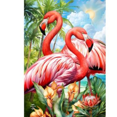 Imagem de Briarwood Lane Par de bandeiras de casa de flamingos