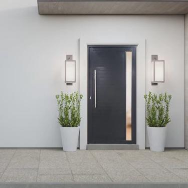 Imagem de Porta Pivotante de Alumínio 210 x 100cm com Visor 30 Esquerda Esquadrias Bergamo