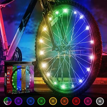 Imagem de Activ Life Luzes LED para roda de bicicleta com baterias incluídas, fique 100% mais brilhante e visível de todos os ângulos para máxima segurança e estilo (1 pacote de pneu, mudança de cor)
