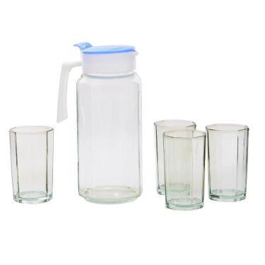 Imagem de Conjunto Jarra Com Copos Transparente Vidro 5 Peças 800Ml