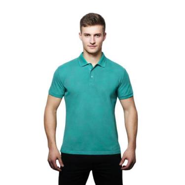 Imagem de Camisa Masculina Gola Polo Piquet Poliéster - Genérico, Verde jade, XG