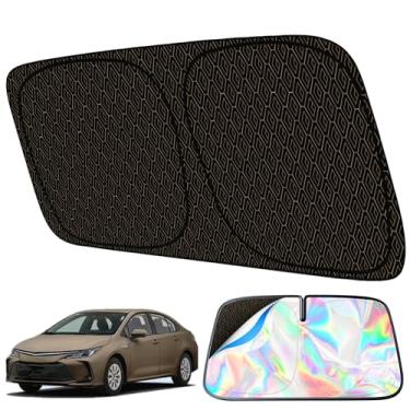 Imagem de Chislimal Protetor solar de para-brisa personalizado para Toyota Corolla (2020-2025), tecido resistente para para-brisa frontal com estrutura de metal forte, proteção UV de cor iridescente e refletor