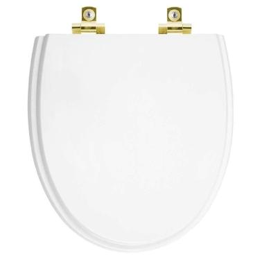 Imagem de Assento Sanitário Com Fechamento Lento Eros Branco Para Vaso Incepa Com Ferragem Dourada