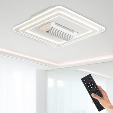 Imagem de STERREN Ventiladores De Teto Sem Lâminas Com Luzes, Ventilador De Teto Moderno De 20" Embutido Com Controle Remoto E Luzes Led Reguláveis, Ventilador Com 6 Velocidades Para Quarto E Sala De Estar (