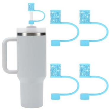 Imagem de Conjunto de acessórios Stanley Cup, 4 peças, capa de canudo de diamante brilhante, tampa de canudos para Stanley 30 e 1,134 g com copos, acessórios de tampa de 1 cm para Stanleys, cobertura de palha