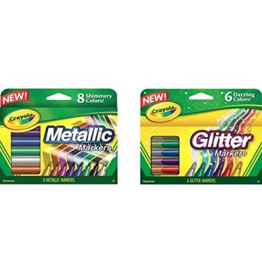 Imagem de Crayola Metallic Markers 8 Count, Glitter Markers 6 Count, Combo Pack Bundle