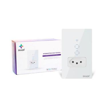 Imagem de Interruptor 2 botões Smart  tomada 20A 4x2 Branco compatível - EKAZA