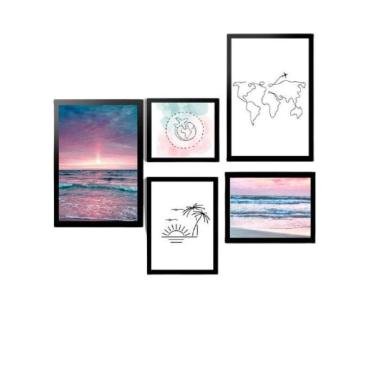 Imagem de Kit 5 Quadros Decorativos Com Molduras Viagem Mar