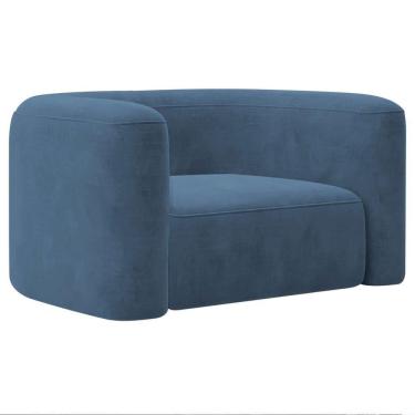 Imagem de Poltrona Decorativa Sala De Estar Recepção Melina Linho - Doce Sonho Moveis Cor Azul Royal