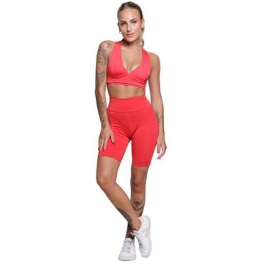 Imagem de Conjunto Top Com Bojo e Bermudinha Wls Modas Roupa Para Academia Trein