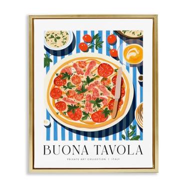 Imagem de Stupell Industries Buona Tavola Classic Pizza Gold Framed Floater Canvas Wall Art Design por Lettered and Fored, 17 x 21