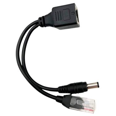 Imagem de Adaptador de Cabo Injetor PoE, Separador RJ45, Par Macho e Fêmea, MB - Preto