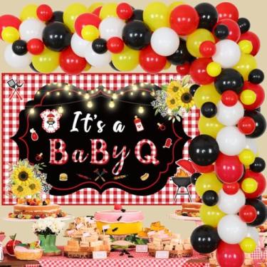 Imagem de JOYMEMO Decorações Para Chá De Bebê Com Churrasco Meninos E Meninas - Cenário It'S A Babyq, Kit Arco Balões Q Garrafa Molho, Metalizados Porco, Suprimentos Festa Piquenique Tema Revelação Gênero