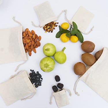 Imagem de Custom bags Sacos De Musselina Algodão Reutilizáveis Alta Qualidade, 4 X 6 Polegadas, Com Cordão Duplo (Cor Natural) - Pacote 100 Unidades Para Viagem, Armazenamento Sapatos, Bolsas, Sabonete E Bota