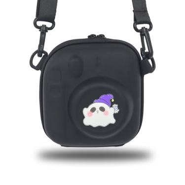 Imagem de Kuprusar Capa Protetora Para Câmera Instax Mini 12, Rígida Fuji 40/Mini 11/Mini 10/Mini 9/Mini 8/Mini 7+, Bolsa De Armazenamento Instantânea Com Alça Ombro, Estampa Fantasma, Preta
