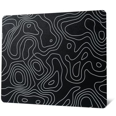 Imagem de Mouse pad de vidro para jogos, mousepad rígido topográfico preto, tapete de mouse grande profissional 410 mm x 310 mm, superfície de vidro especial com precisão e velocidade aprimoradas