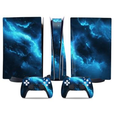 Imagem de Skin Wrap para PS5 Disc Edition, adesivo de vinil para console e controle sem fio (Blue Nebula)