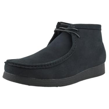 Imagem de Amali Jason2 – Botas masculinas casuais de cano alto, botas de camurça sintética com bico mocassim – Botas casuais, cadarço, sola de borracha crepe – Botas masculinas Moc Toe Chukka, Preto, 9