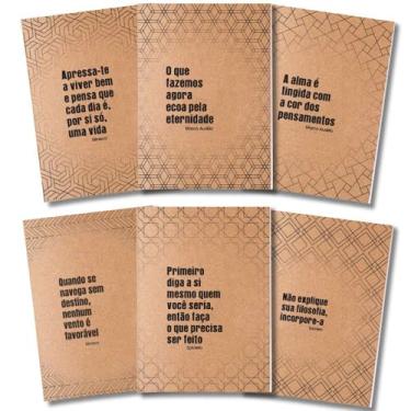 Imagem de Kit 6x Cadernetas Estoicismo Capa Kraft Flexível 40 Pág Pólen A5