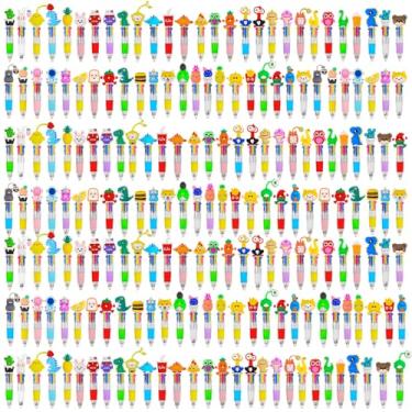 Imagem de 200 peças de mini canetas multicoloridas em uma canetas fofas 4 em 1 para crianças, caneta esferográfica para aniversários e festas infantis, presentes divertidos canetas kawaii de tinta sortidas