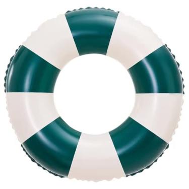 Imagem de Anéis infláveis para piscina, 89 cm, espessos, grande, flutuabilidade, retrô, listrados, brinquedos aquáticos para piscina, verão, praia, natação