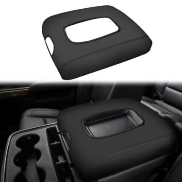 Imagem de XYHGM Capa de apoio de braço do console central para Chevy Silverado & GMC Sierra 2014 2015 2016 2017 2018 acessórios protetores de tampa de caixa de descanso de braço de couro (somente para banco
