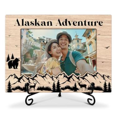 Imagem de Porta-retrato Alaska Souvenirs, moldura de 10 x 15 cm para exibição de mesa, férias, lua de mel, aniversário, presentes de casamento para casais de amigos da família, molduras de madeira para