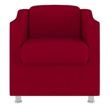Imagem de Poltrona Bia Decorativa Reforçada Recepção Clinica Salão Sala De Estar Suede Vermelho