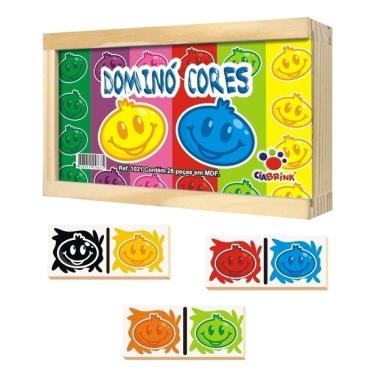 Imagem de Jogo de Dominó Cores Caixa em Madeira