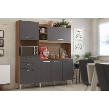 Imagem de Kit de Cozinha Compacta Select c/ 6 Portas e 2 Gavetas 178x194 Amendola/Grafito - Demóbile