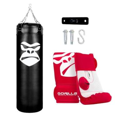 Imagem de Saco De Pancada Profissional Treino Boxe 90Cm + Luva Bate Saco Pro Mua