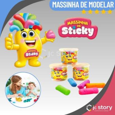 Imagem de 01 Pote de Massinha 05 unidades 75gr Coloridas - Sortido - STICKY TOYS